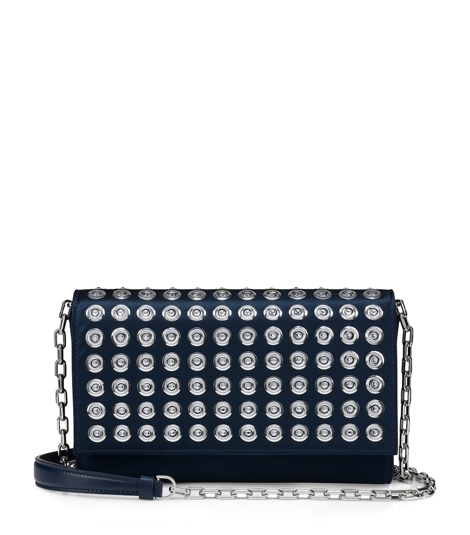 Navy Paloma Silk-Leather Clutch Bag