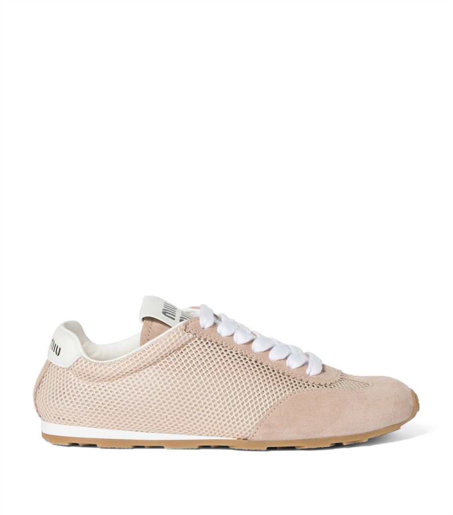 Nude Suede and Mesh Plume Sneakers