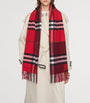 Burberry Red Cashmere Contrast Check Scarf