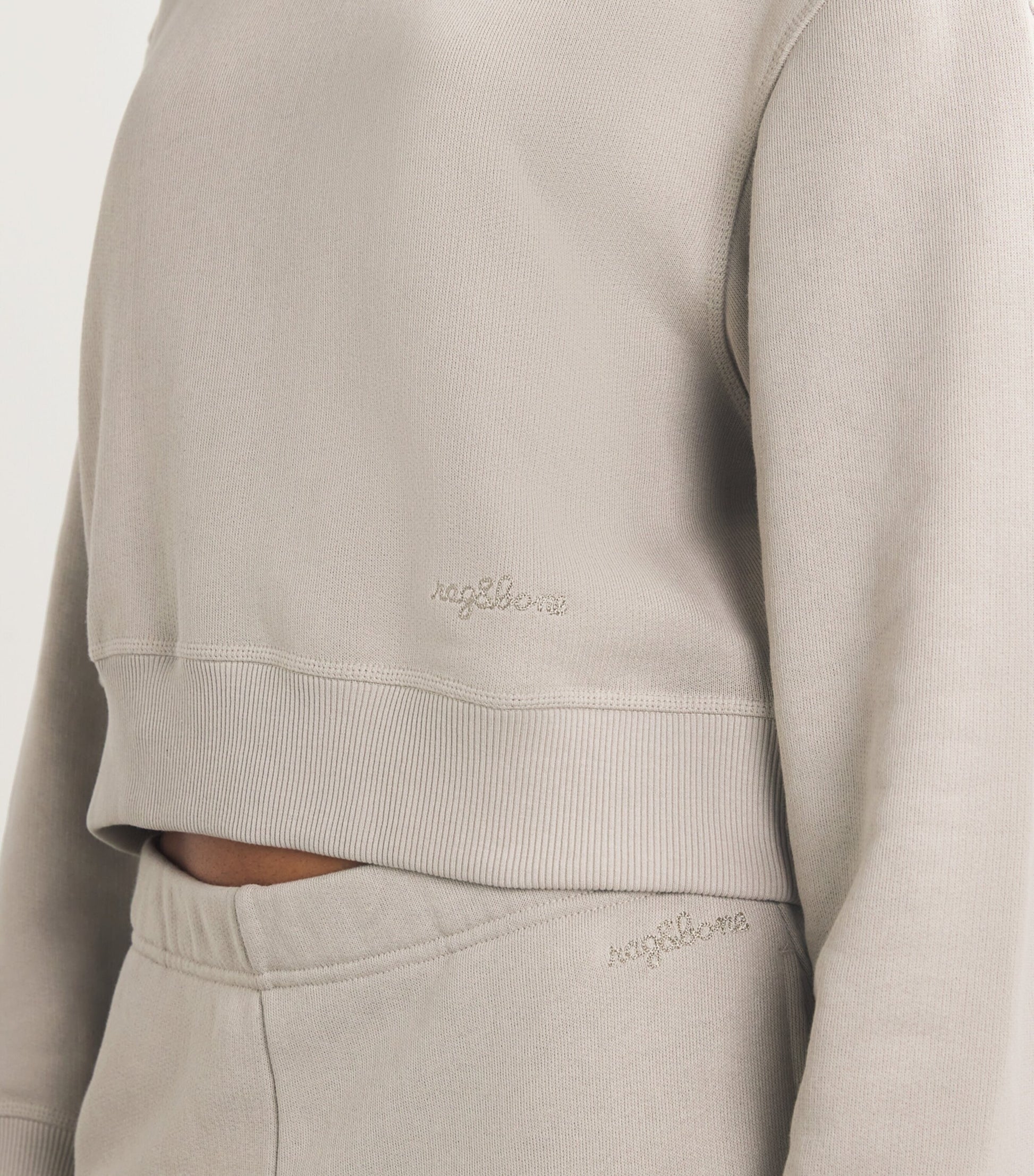 Rag & Bone Beige Terry Cloth Cropped Sweatshirt