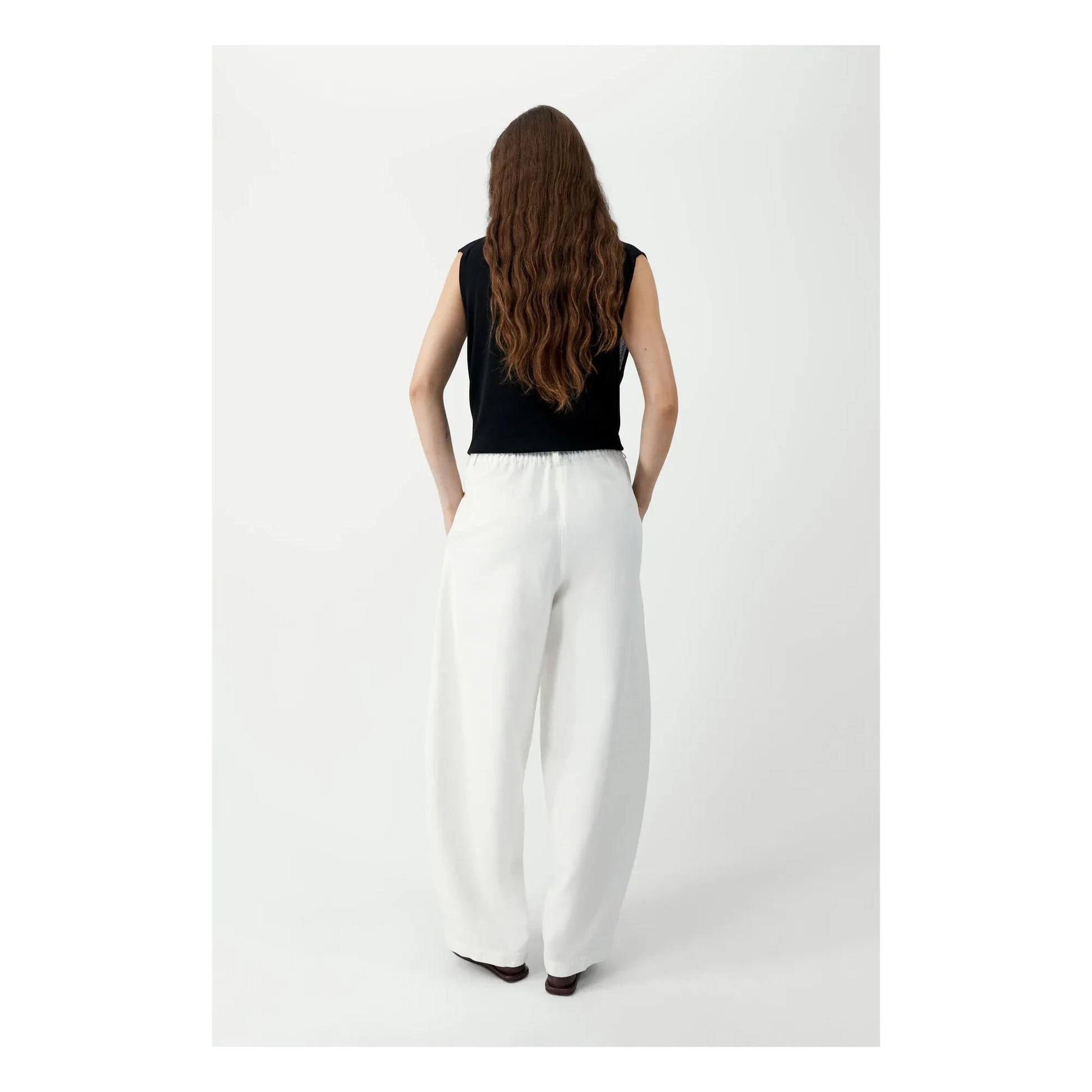 Cordera - Linen and cotton balloon pants | White