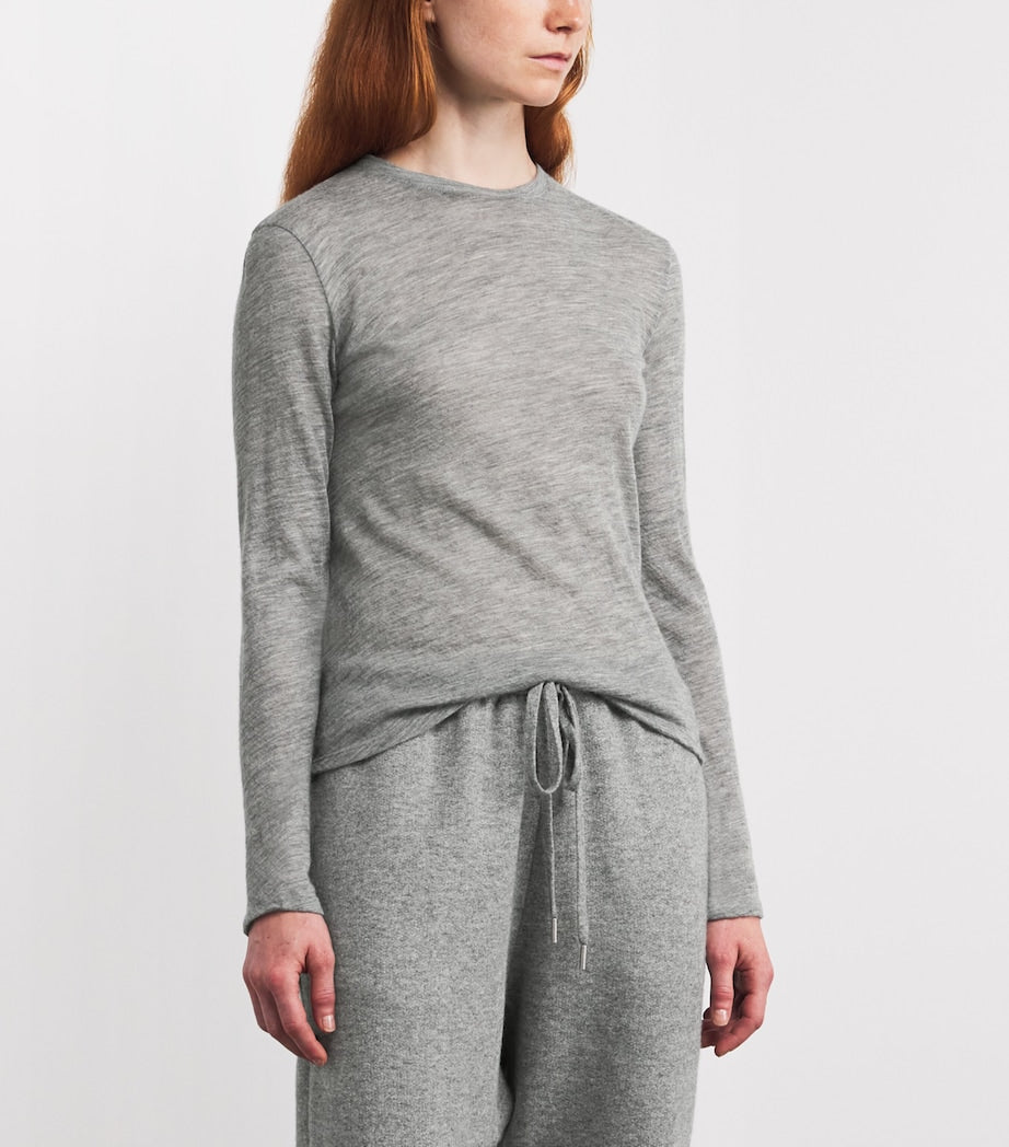 The Row Grey Inverness Cashmere Long-Sleeve T-Shirt