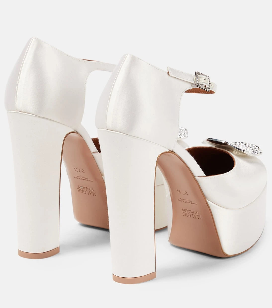 Malone Souliers - Terra embellished satin platform pumps