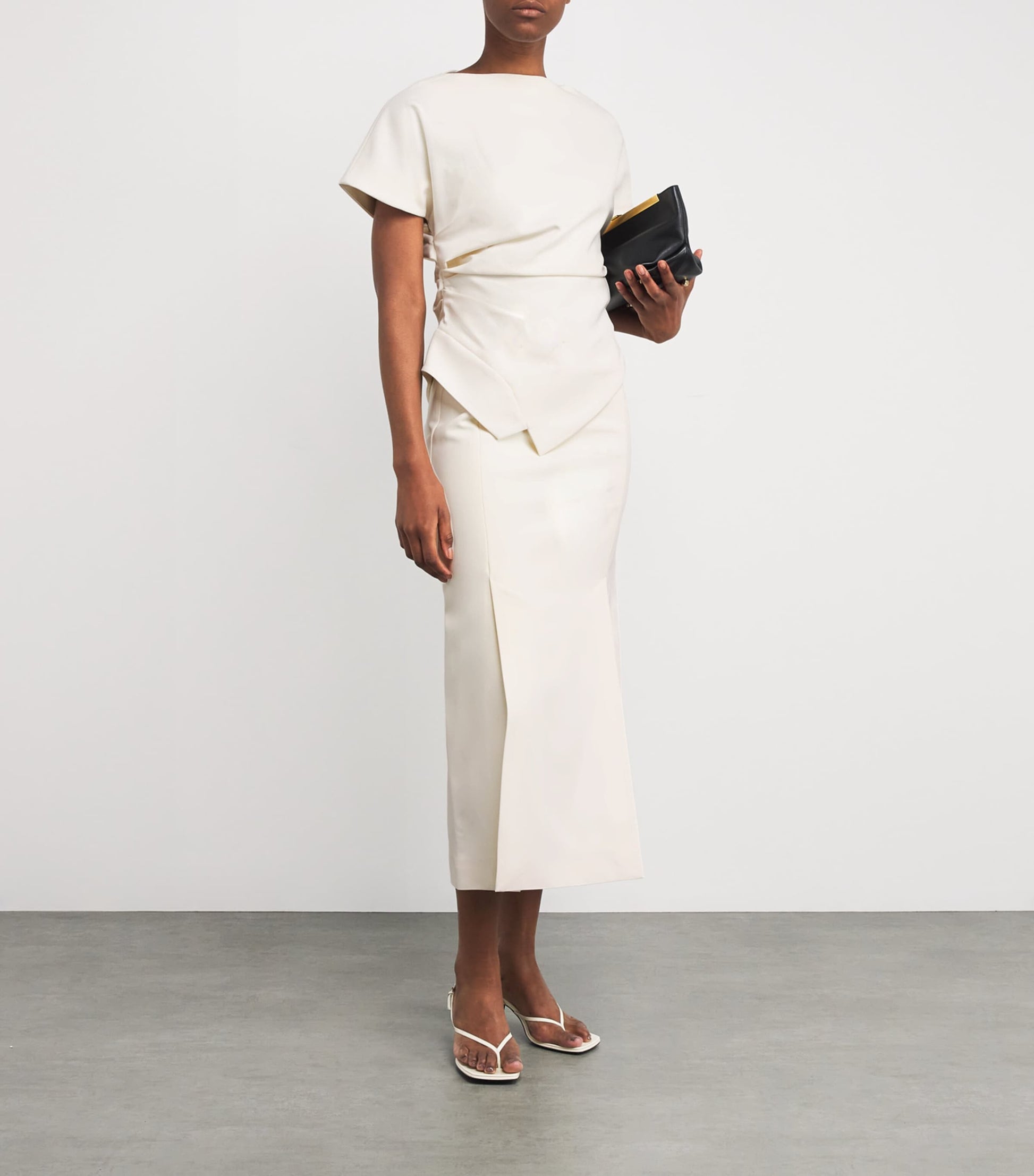 Róhe White Draped Short-Sleeve Top