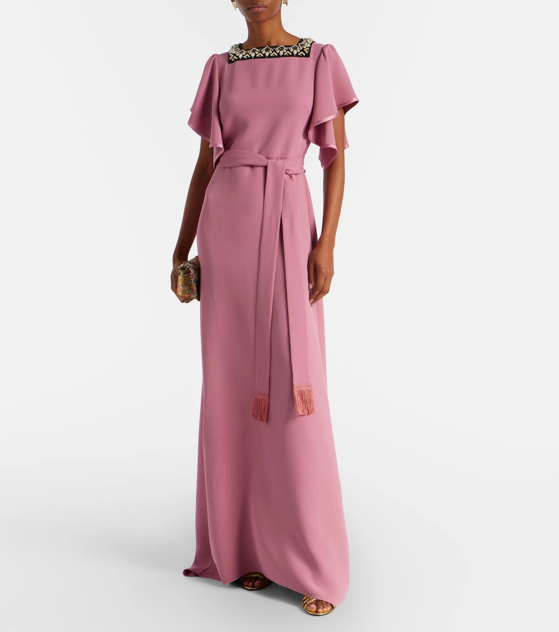 Valentino - Cady Couture embellished belted gown
