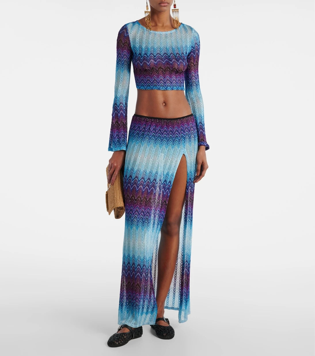 Missoni - تنورة ماكسي لاميه بنمط متعرج