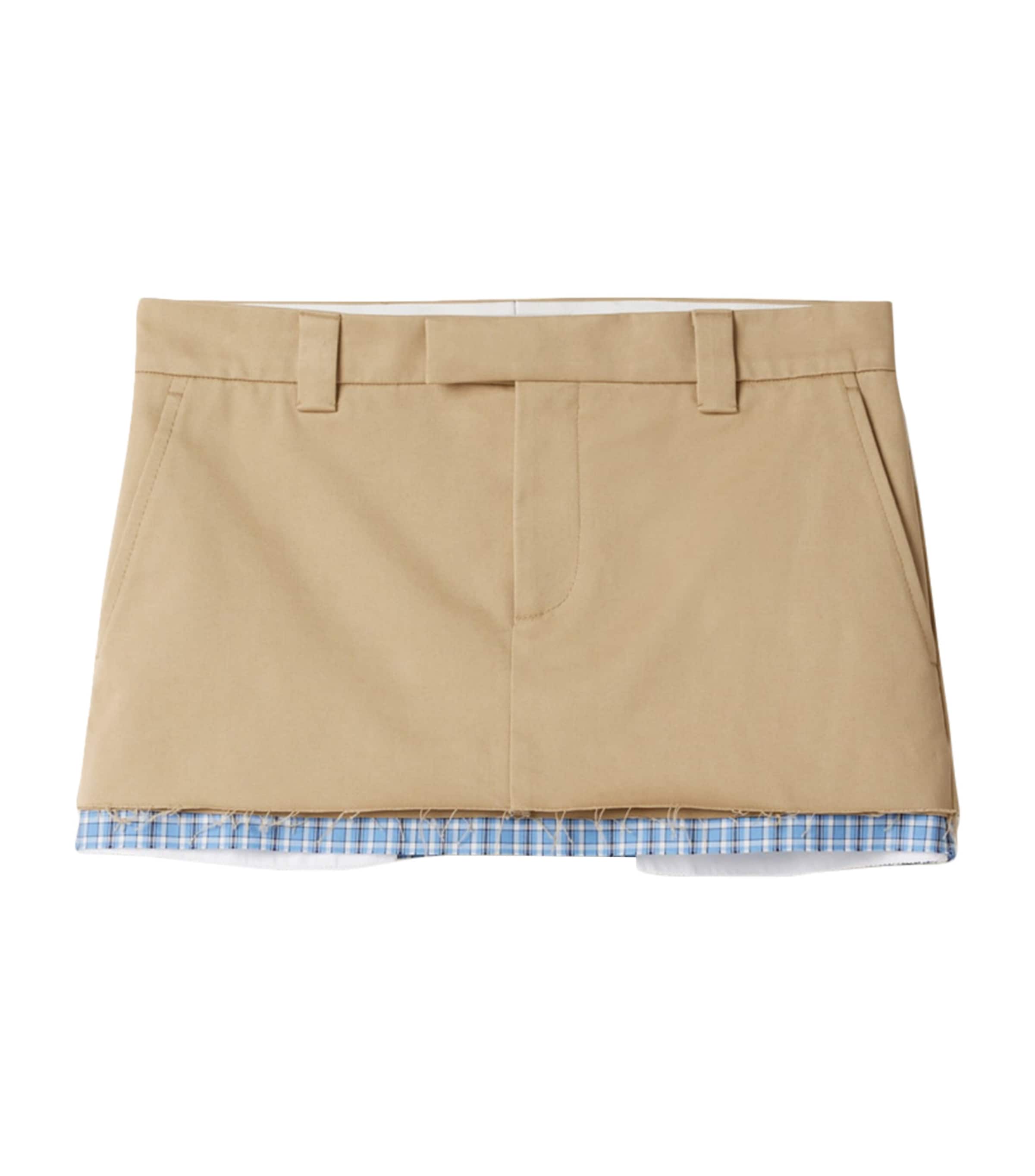 Neutral Cotton Chino Mini Skirt