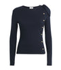 Claudie Pierlot Blue Stretch Cotton Asymmetric Cardigan