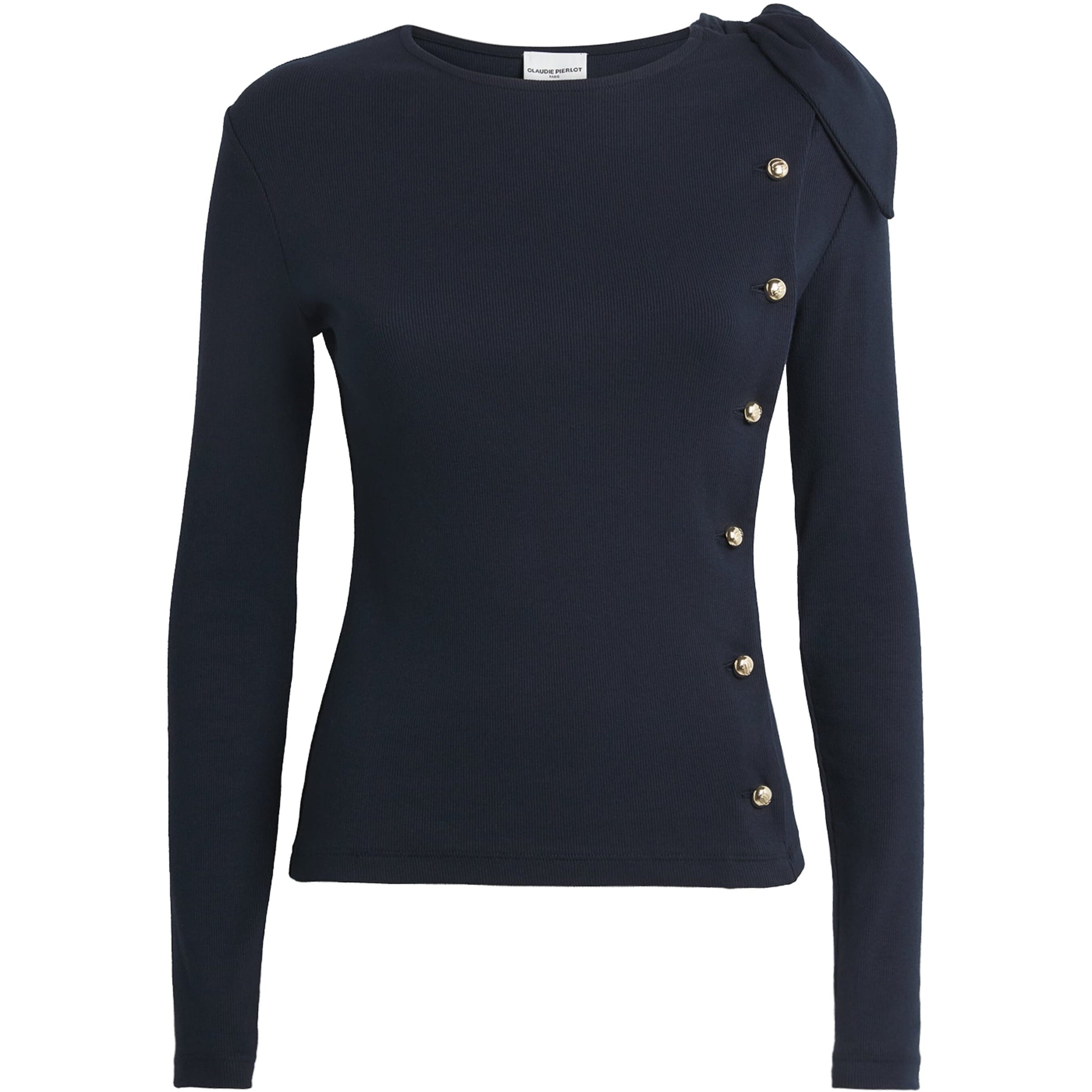 Claudie Pierlot Blue Stretch Cotton Asymmetric Cardigan
