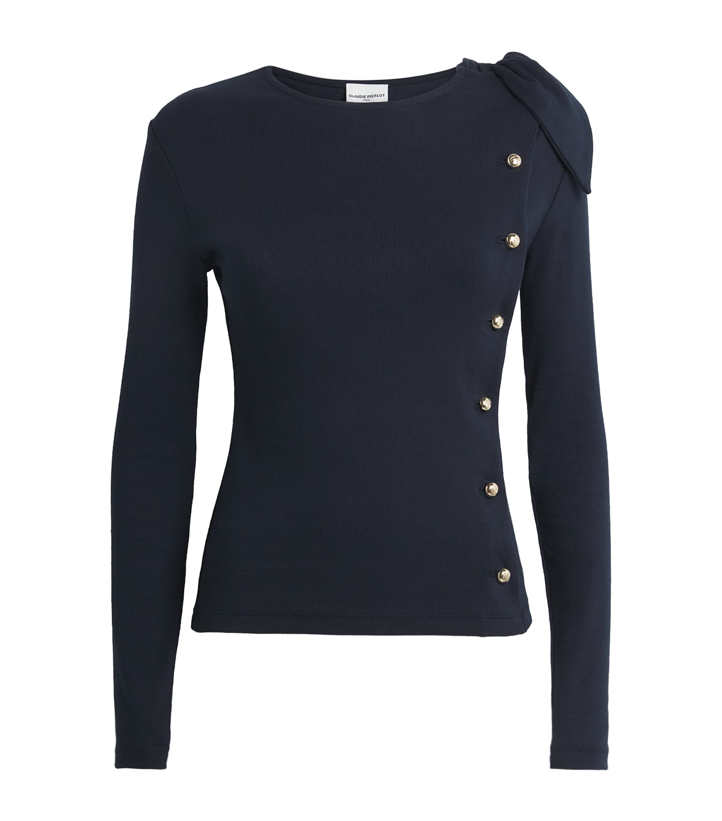 Claudie Pierlot Blue Stretch Cotton Asymmetric Cardigan