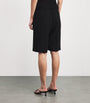 Stylein Black Crepe Pleated Bore Shorts