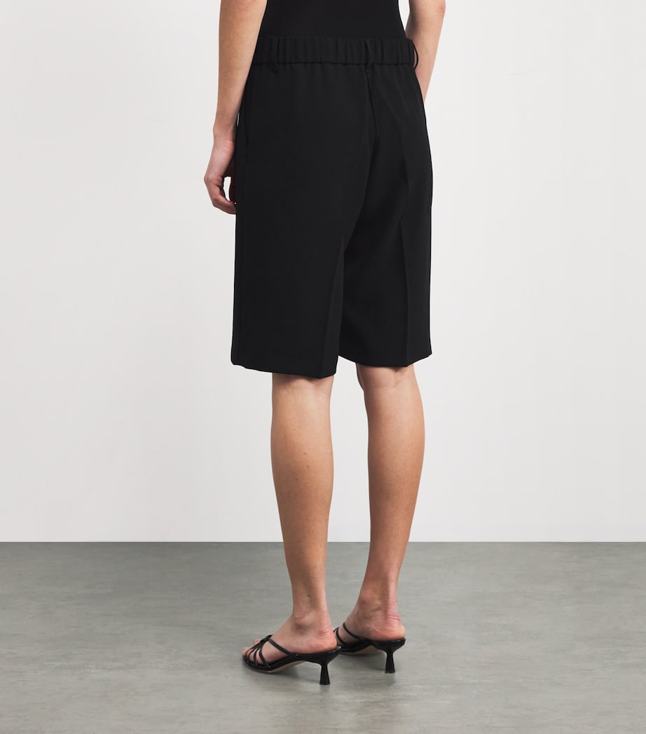 Stylein Black Crepe Pleated Bore Shorts
