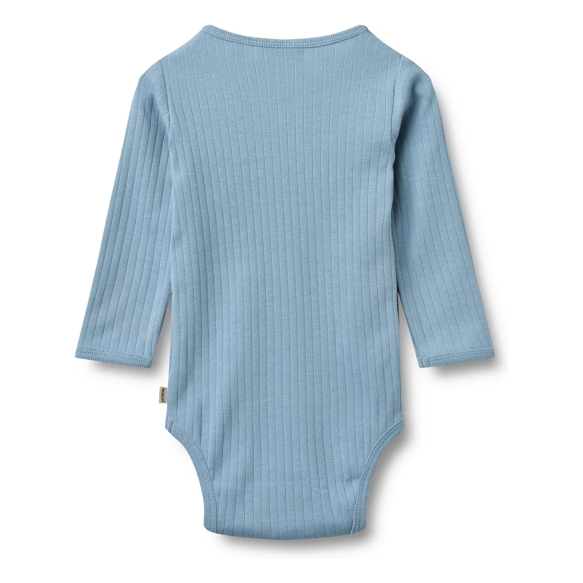 Wheat - Berti Organic Cotton Ribbed Bodysuit | Light Blue