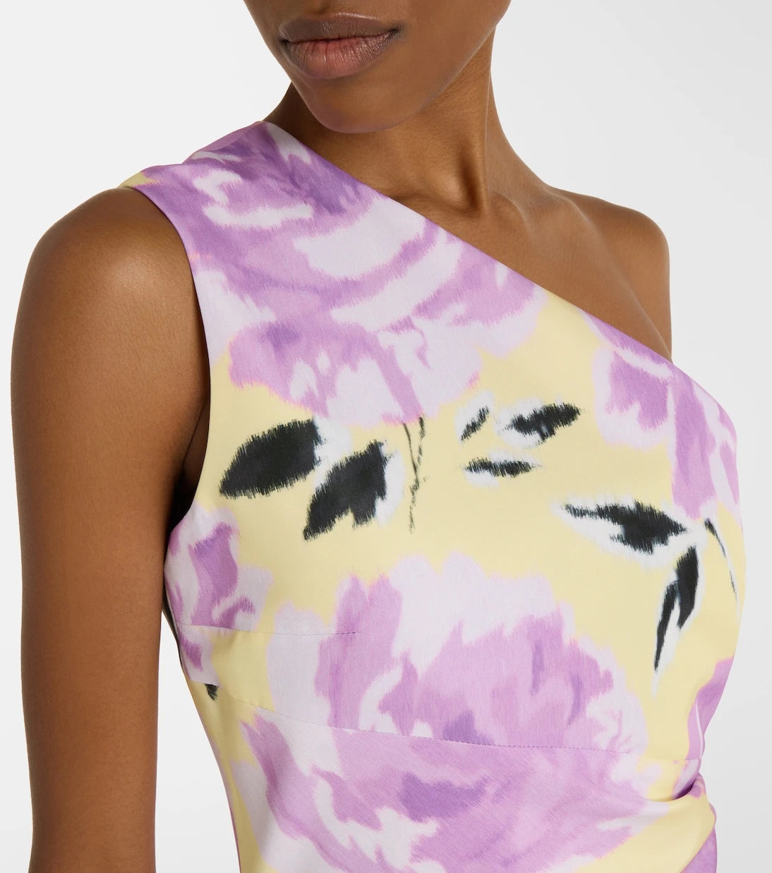 Patou - Floral gathered one-shoulder faille minidress