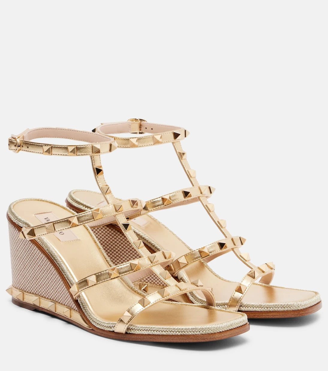 Valentino Garavani - Rockstud 80 leather espadrille wedges