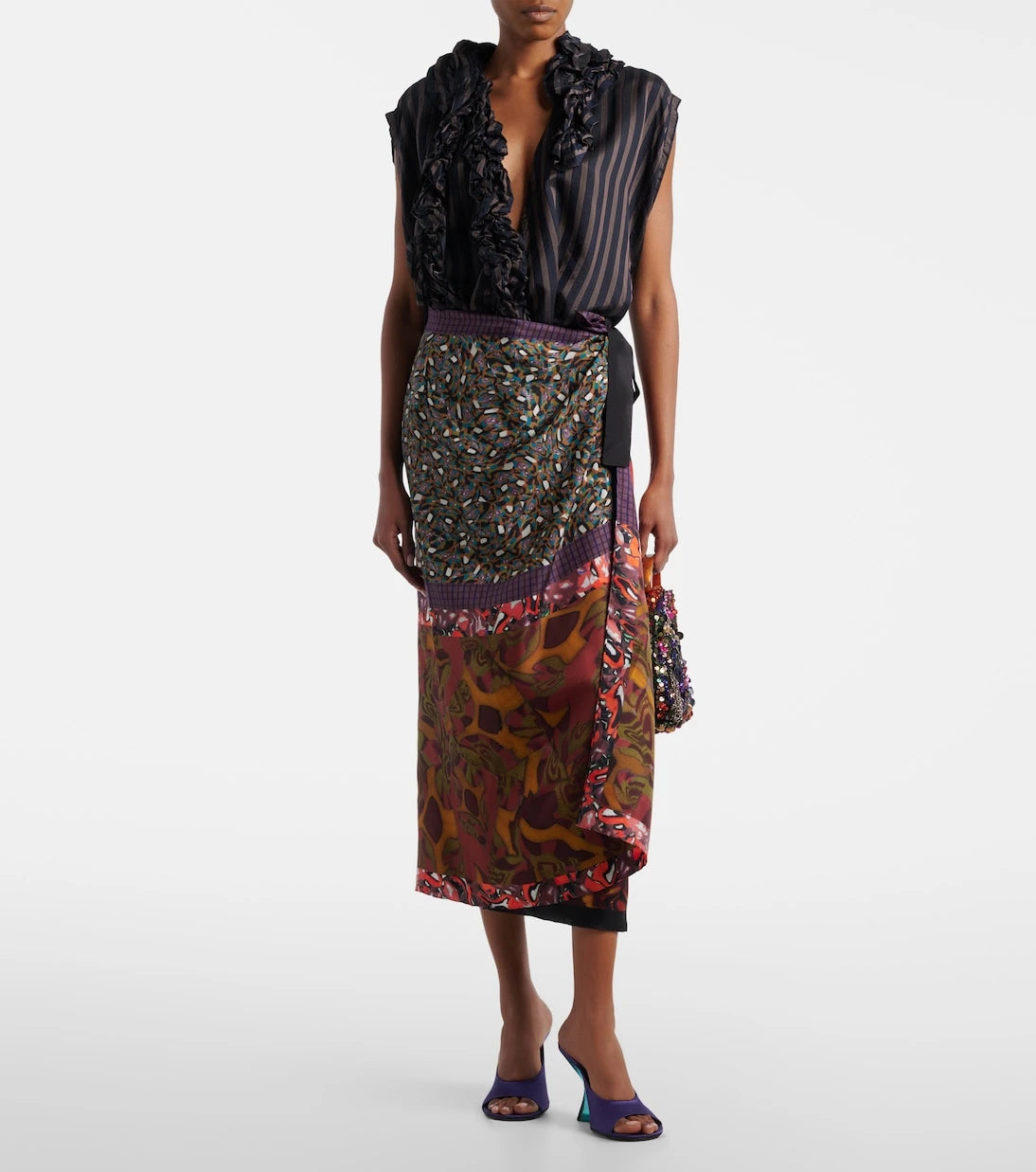 Dries Van Noten - Scarfy printed silk wrap skirt