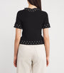 Maje Black Scalloped Eyelet Cardigan
