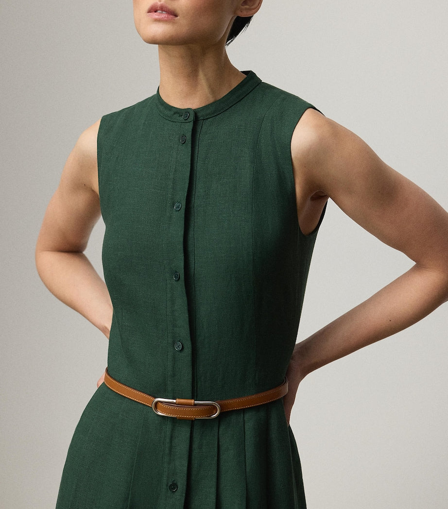 Ralph Lauren Collection Green Linen Sleeveless Midi Dress