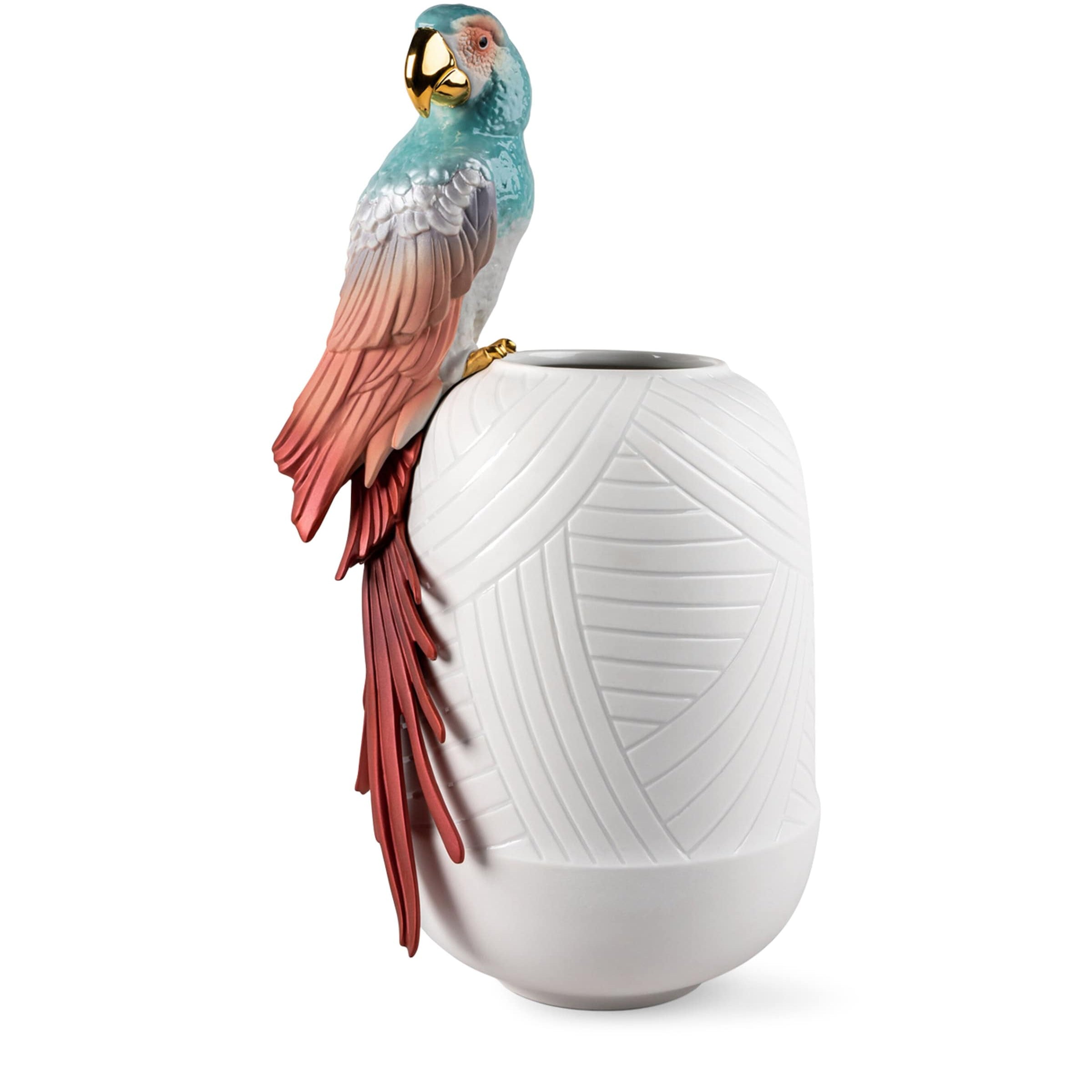 Lladró Porcelain Macaw Vase (56cm)
