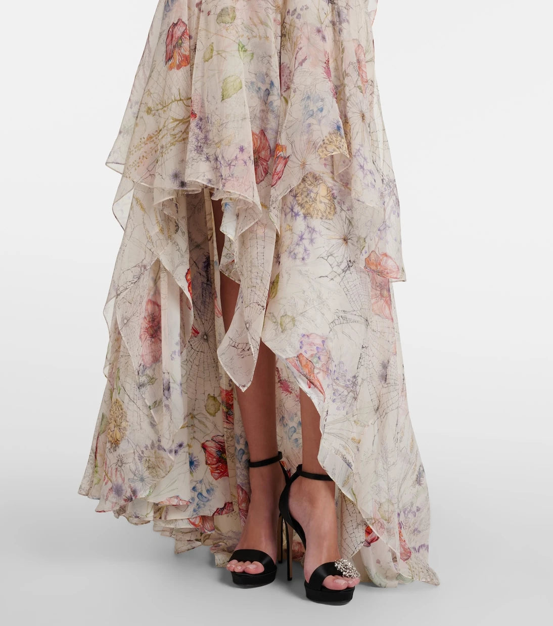 McQueen - Meadow floral silk chiffon gown