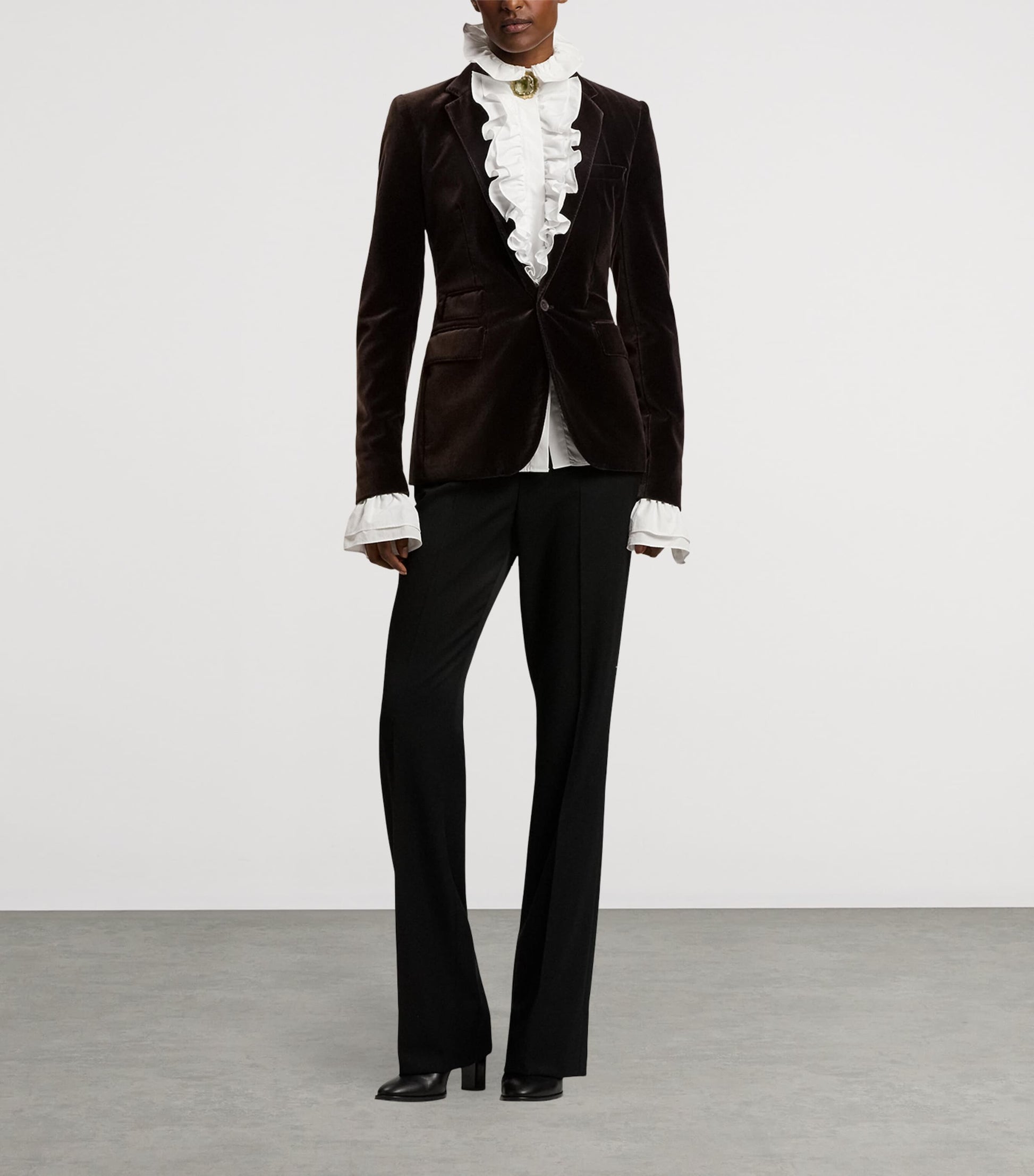 Ralph Lauren Collection Brown Cotton-Blend Velvet Parker Blazer