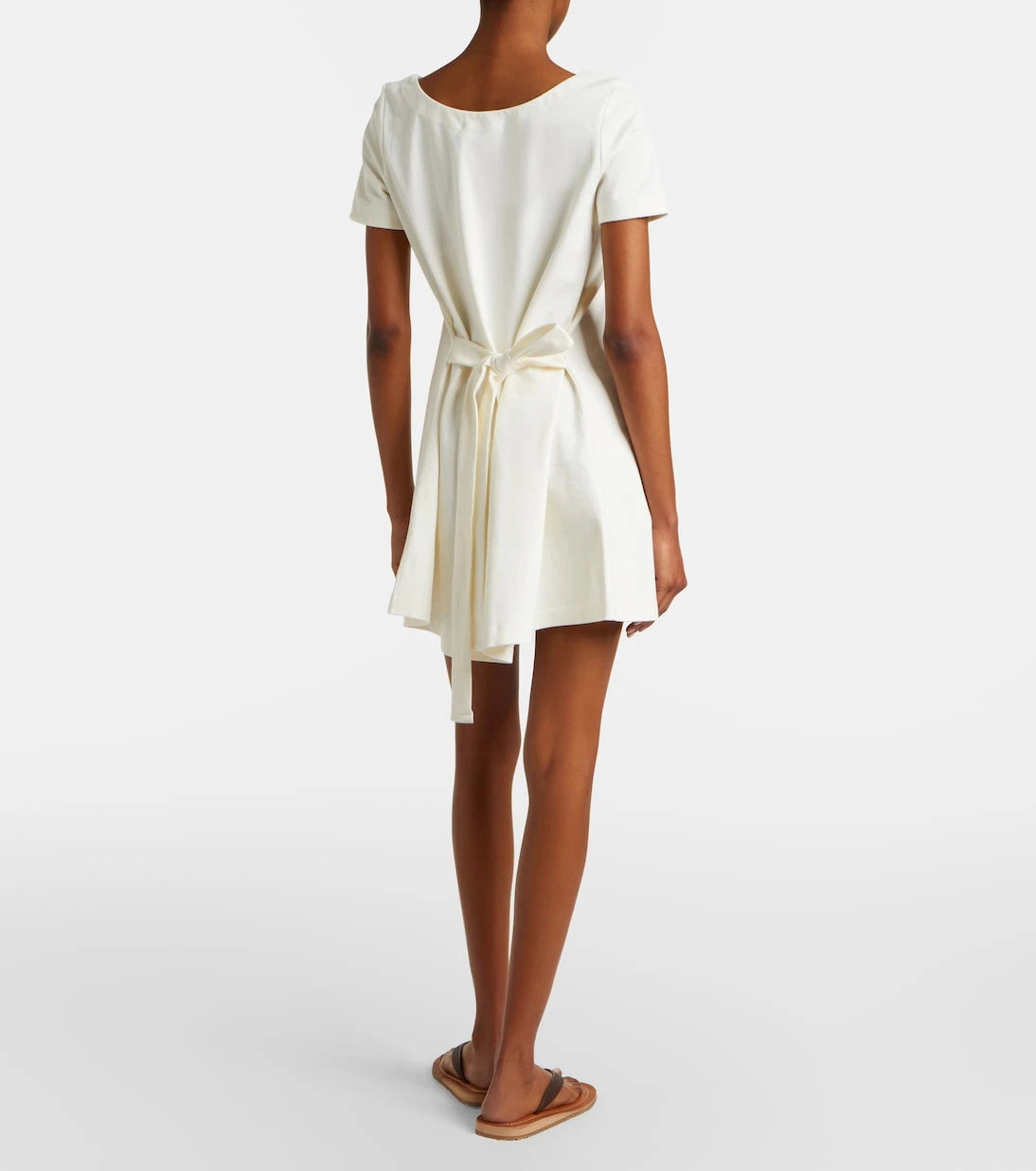 Miu Miu - Leather-trimmed cotton jersey minidress