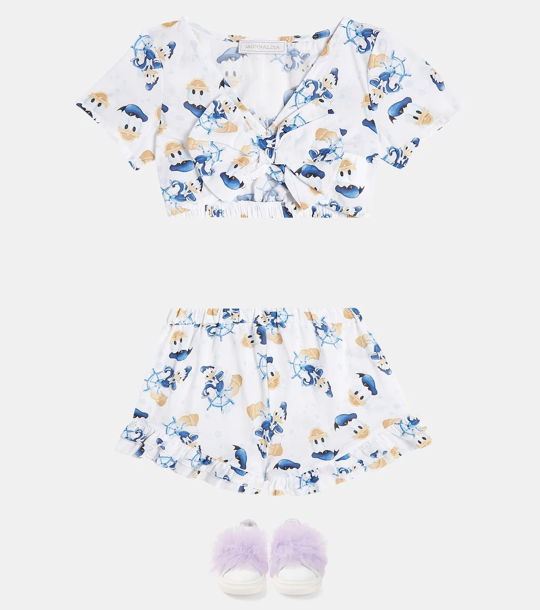 Monnalisa - Printed cotton top and shorts set