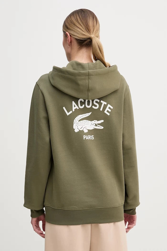 Pamuklu kapüşonlu Lacoste sweatshirt