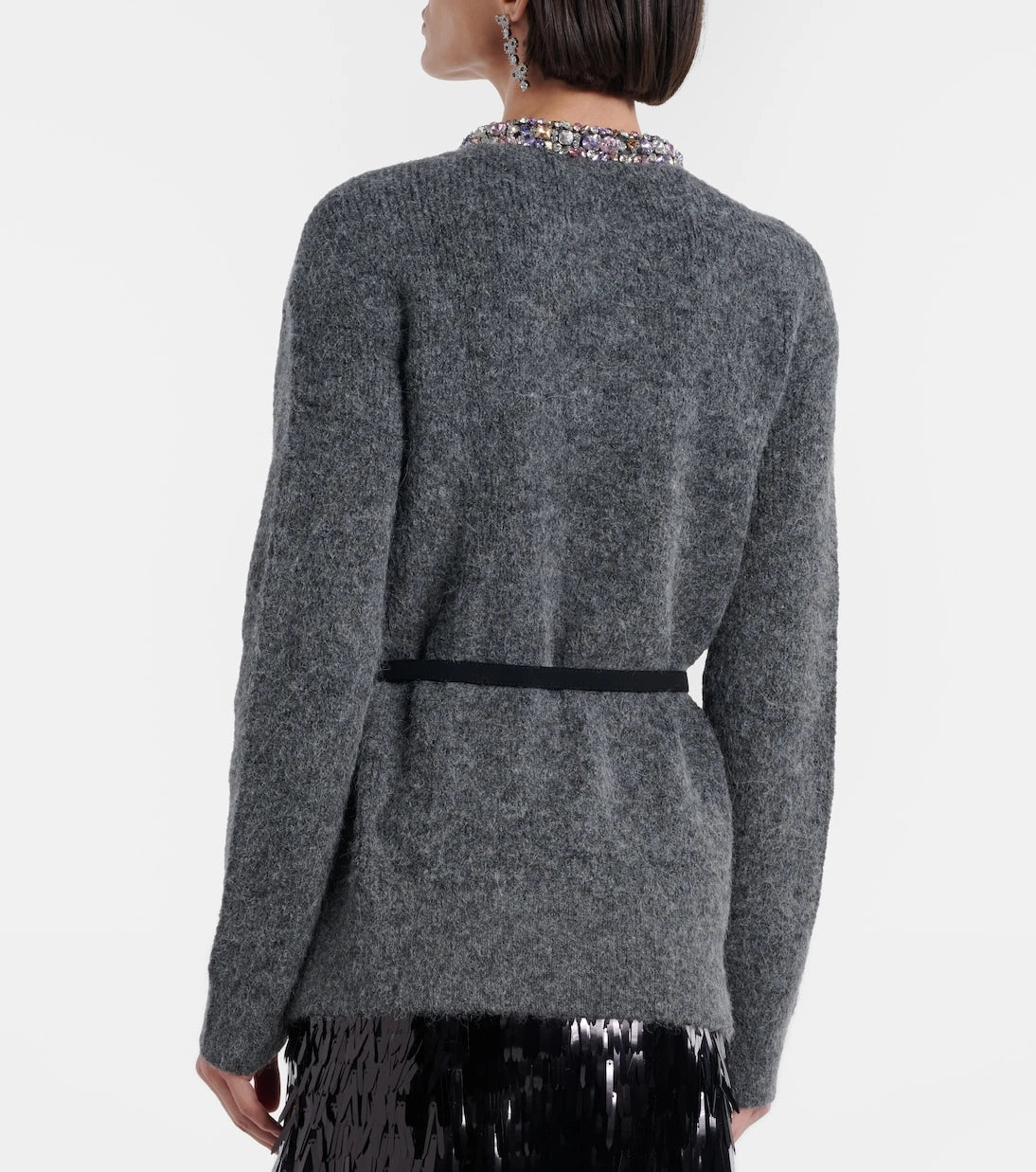 Self-Portrait - Belted embellished cardigan