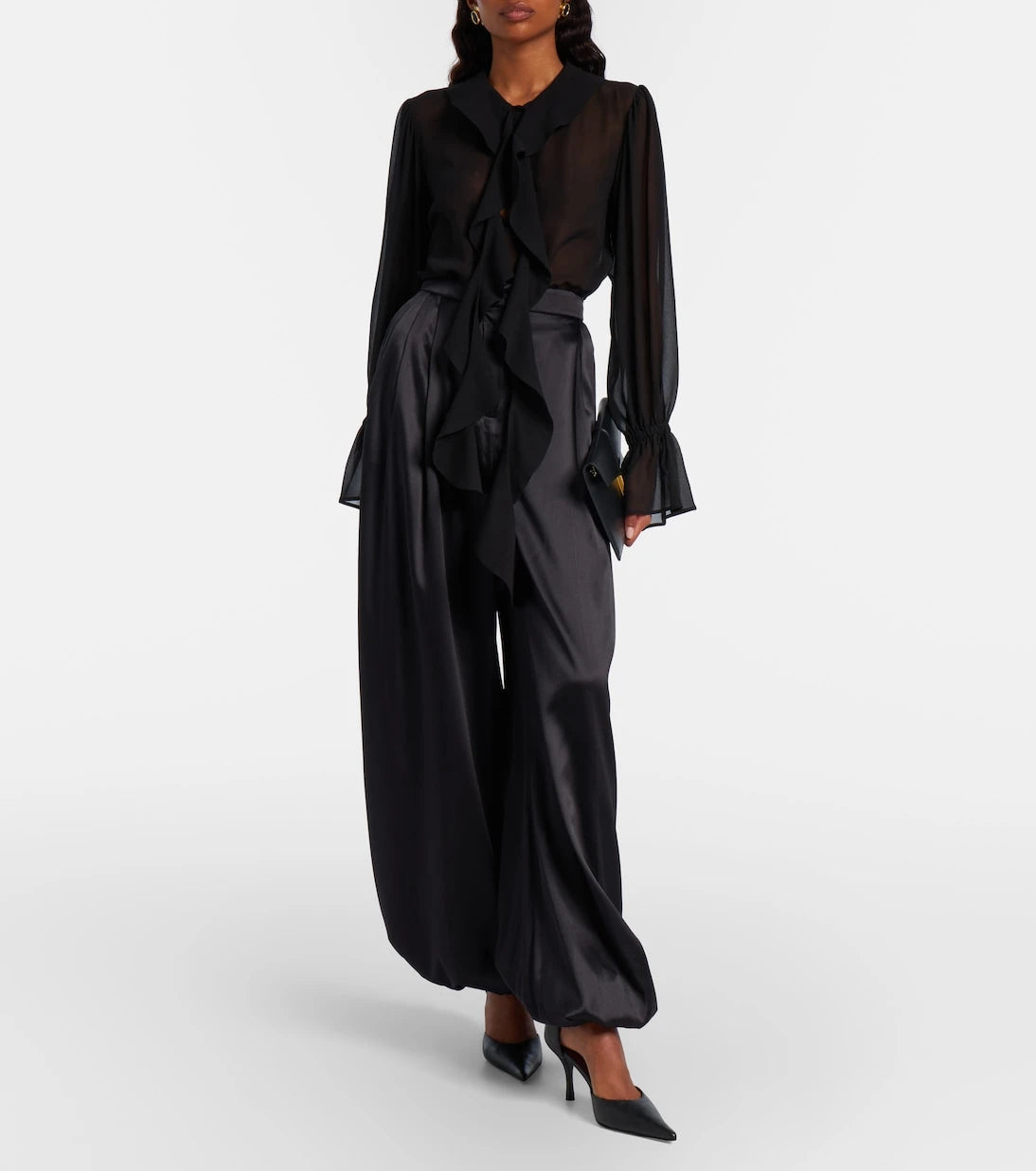 Nina Ricci - Silk-blend satin wide-leg pants