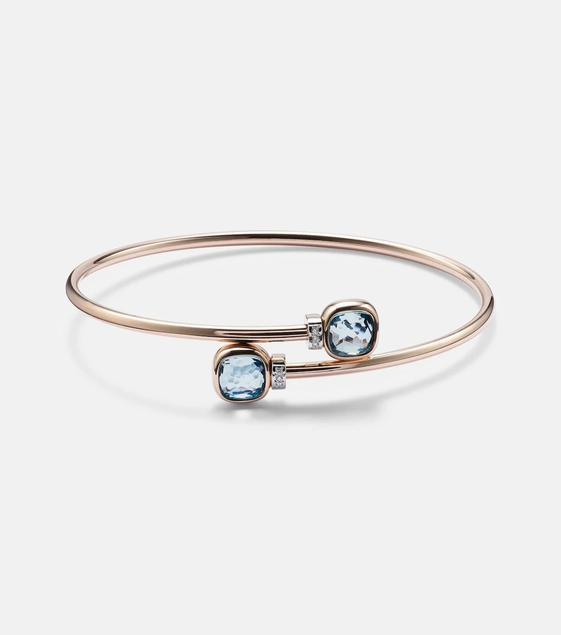 Pomellato - Nudo 18kt white gold bangle with diamonds and topaz