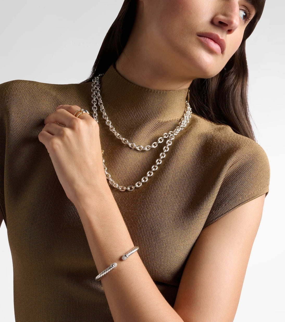 David Yurman - Cable Flex® sterling silver cuff bracelet with diamonds