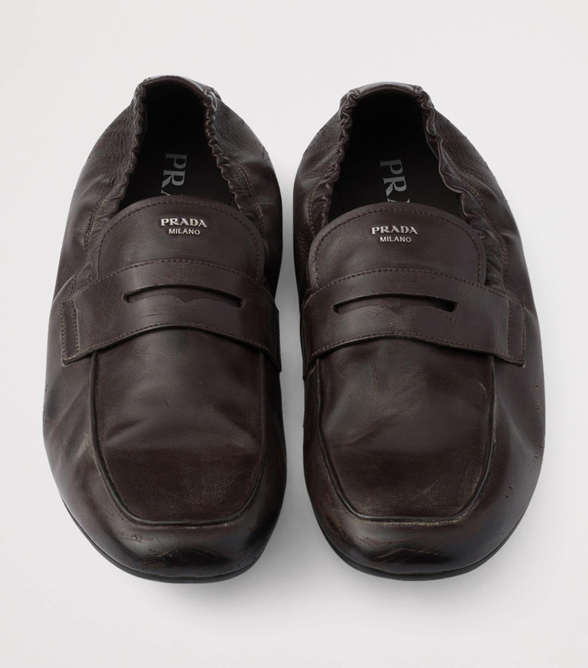 Antiqued Leather Shuffle Loafers