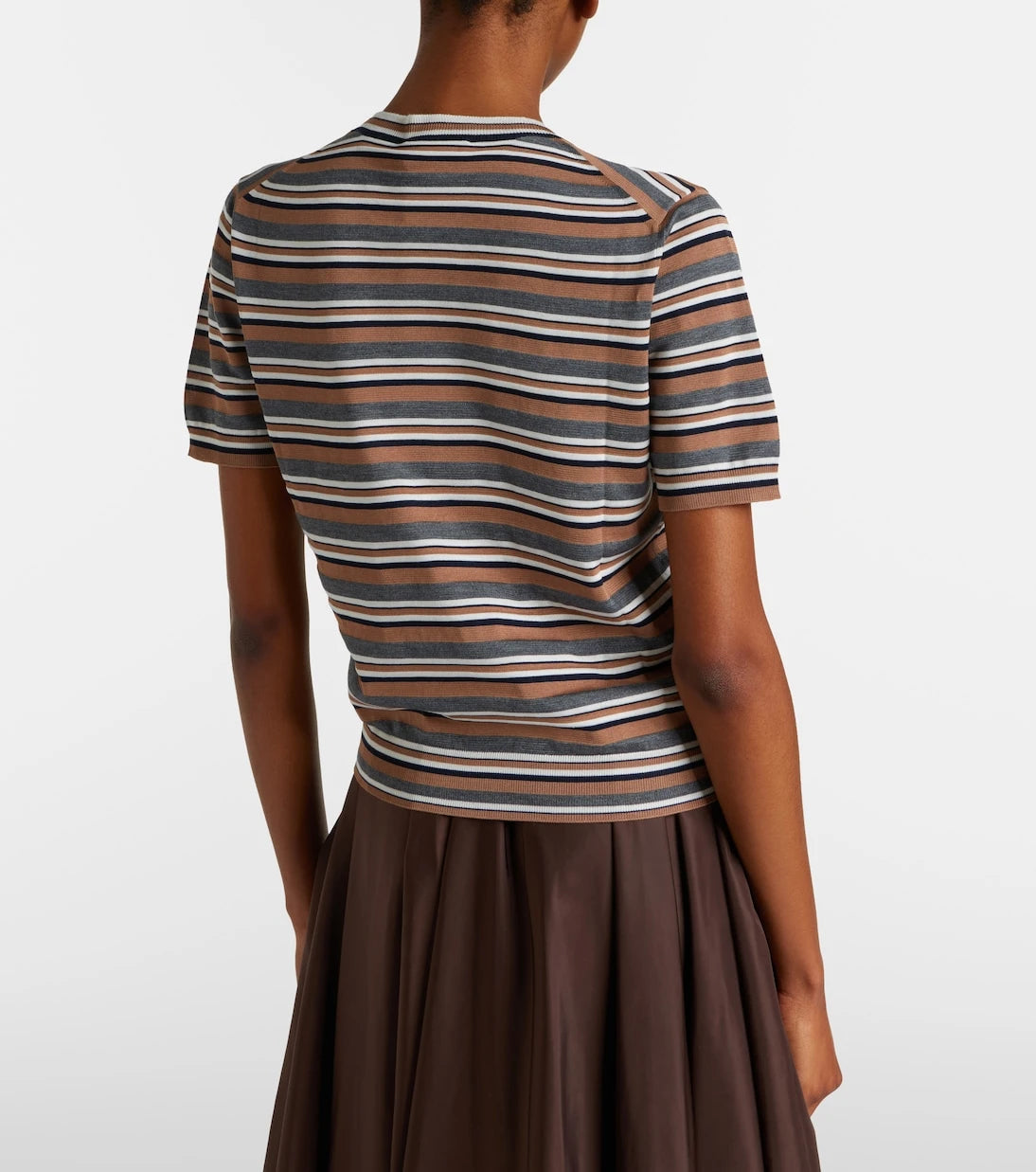 Prada - Striped cotton and silk T-shirt
