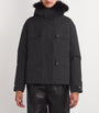 Black Rabbit Fur-Lined Parka Coat