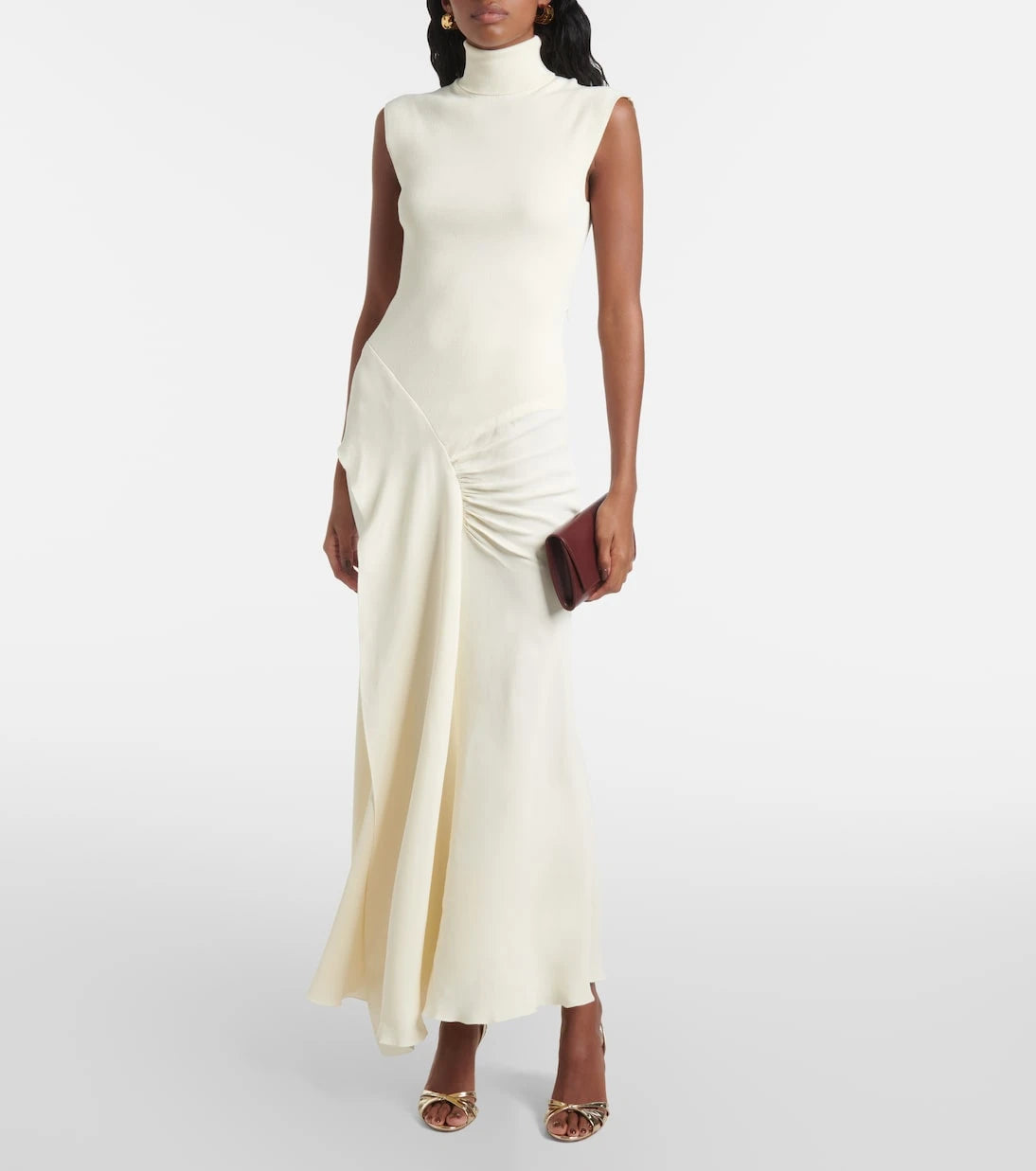 Victoria Beckham - Draped turtleneck jersey maxi dress