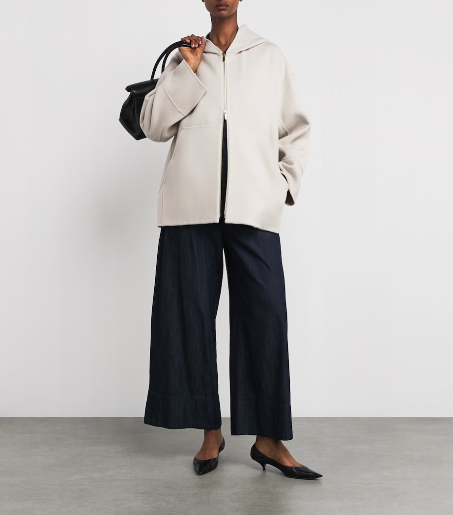 Max Mara White Virgin Wool Hooded Coat