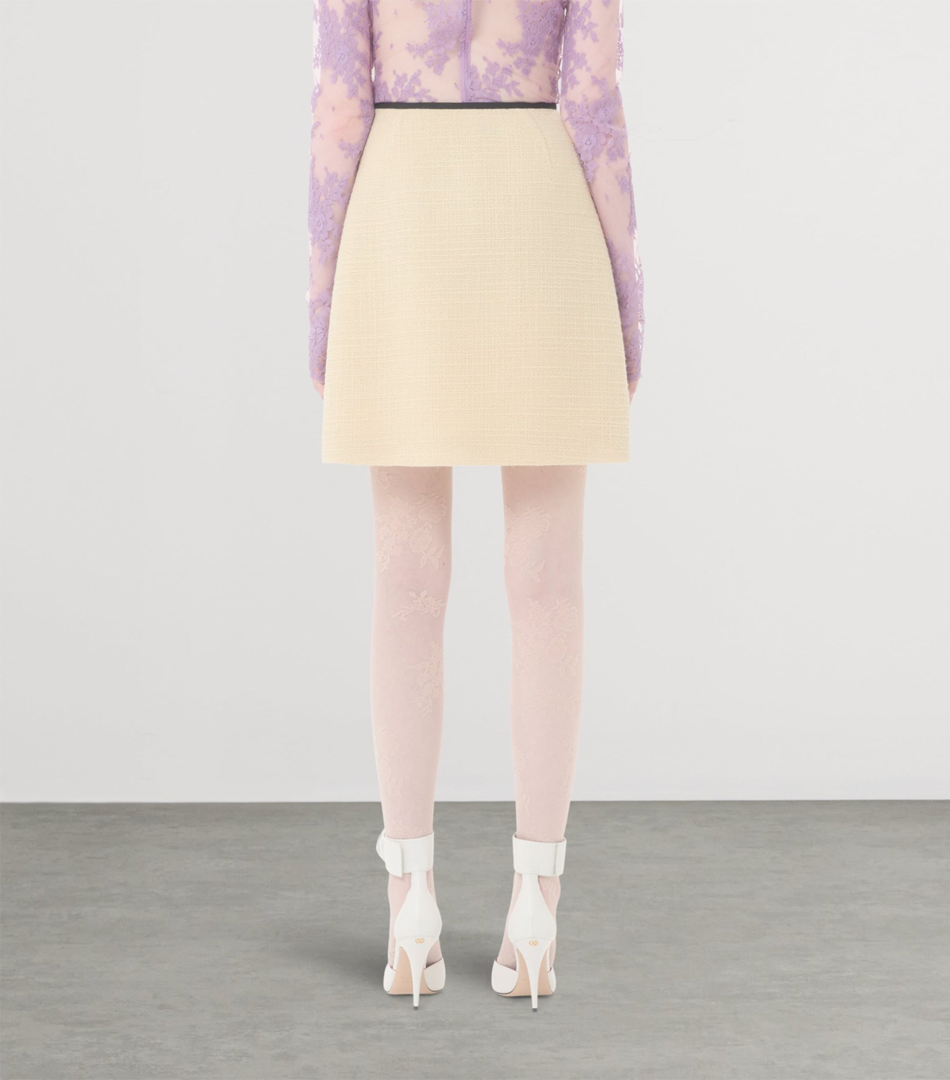 Valentino Beige Wool-Blend Mini Skirt