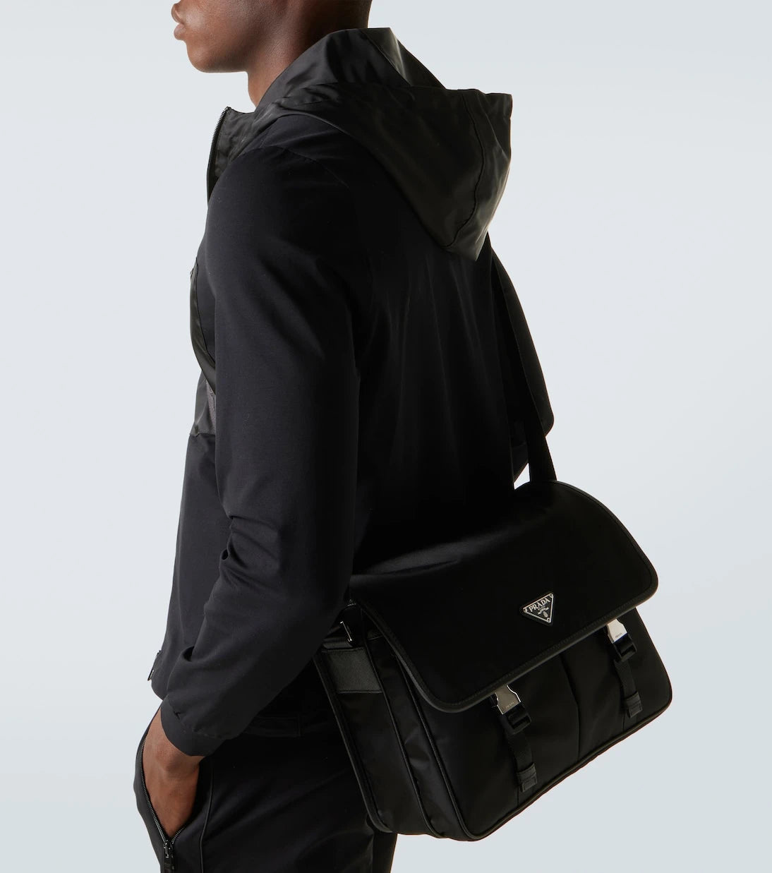 Prada - Re-Nylon leather-trimmed messenger bag