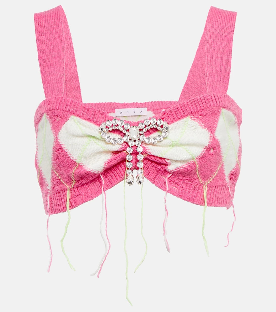 Area - Embellished argyle crop top