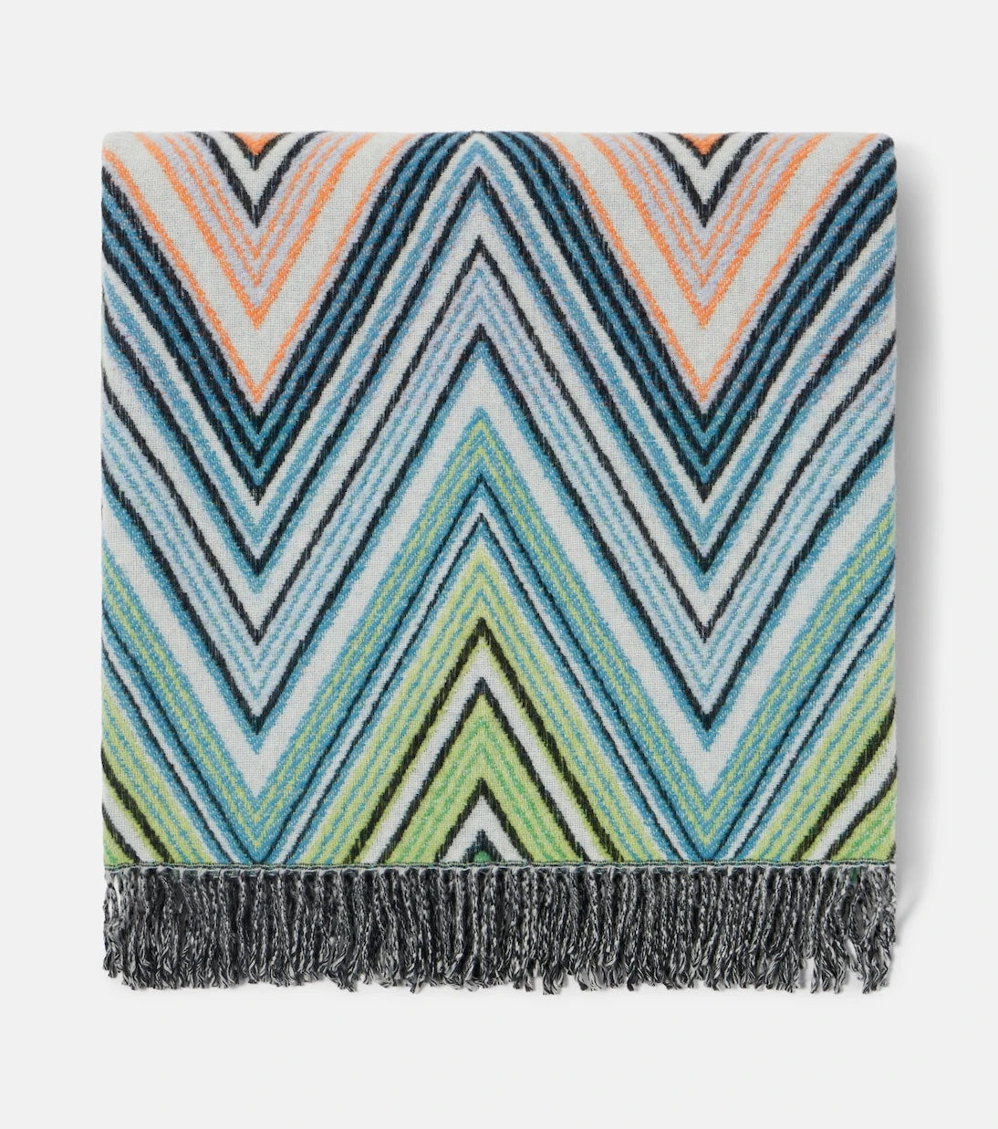 Missoni - بطانية صوف مضلعة بطبعة متعرجة (Zig Zag)