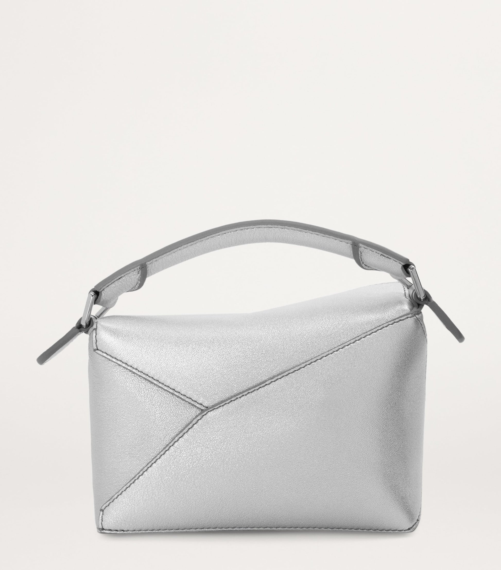 LOEWE Silver Mini Leather Puzzle Edge Top-Handle Bag