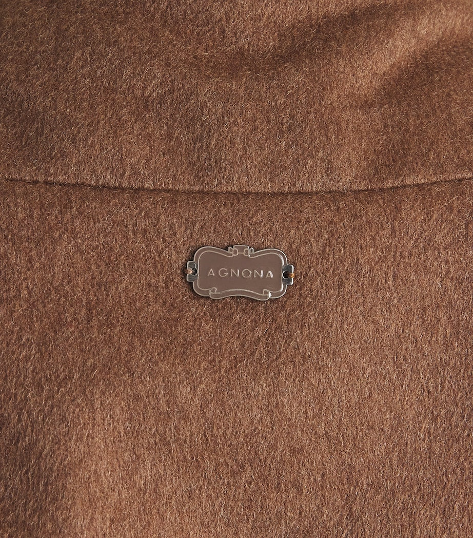 Agnona Brown Cashmere High-Neck Bomber Jacket