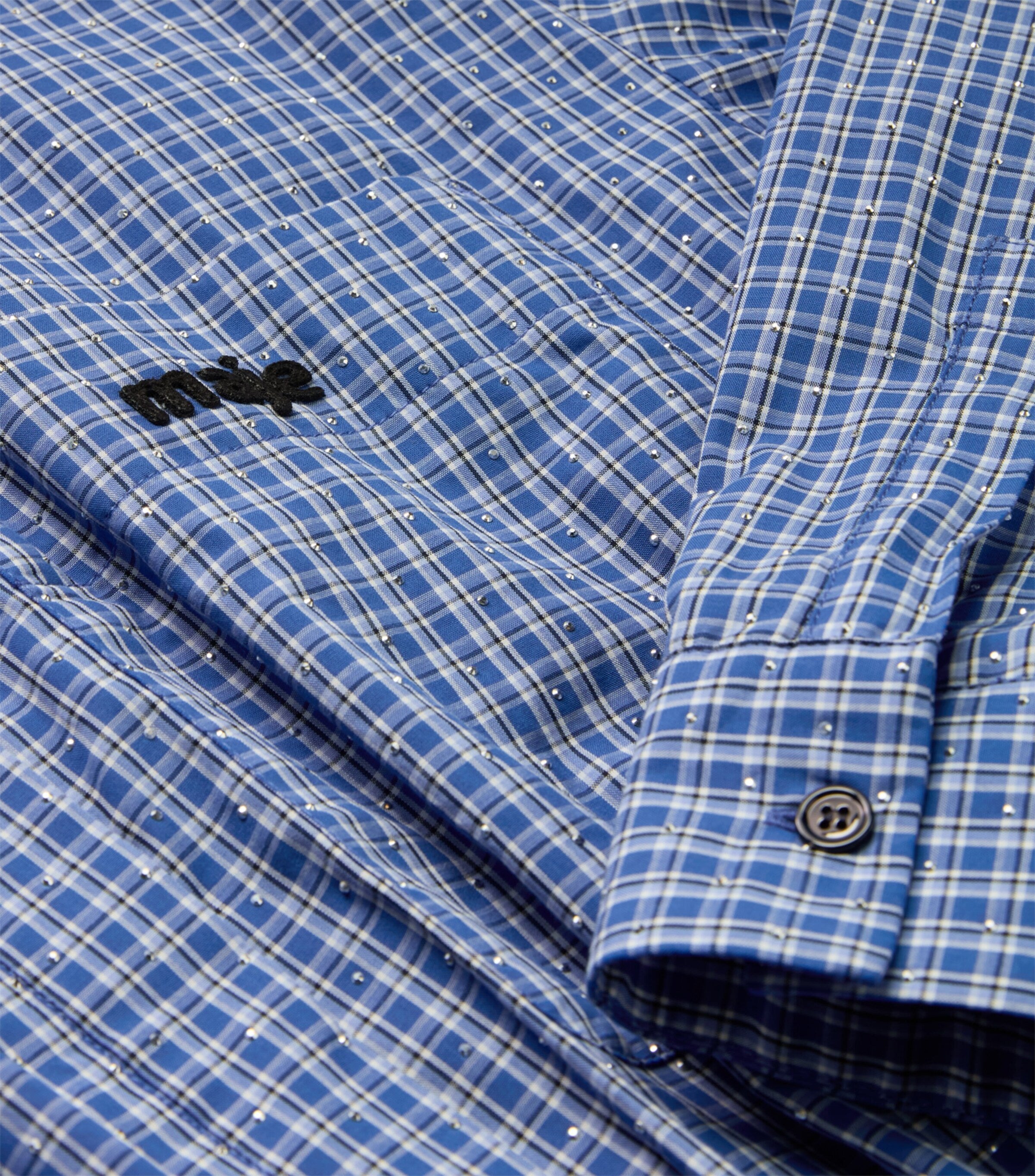 Blue Cotton Embellished Dress-Style Playsuit