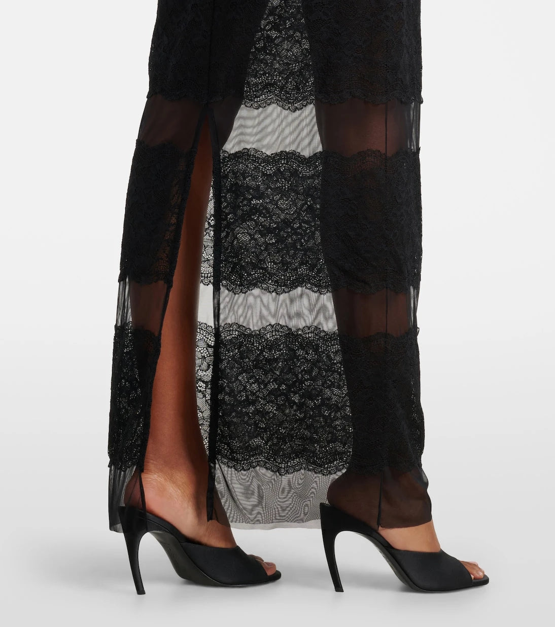 Blumarine - Off-shoulder lace tulle maxi dress