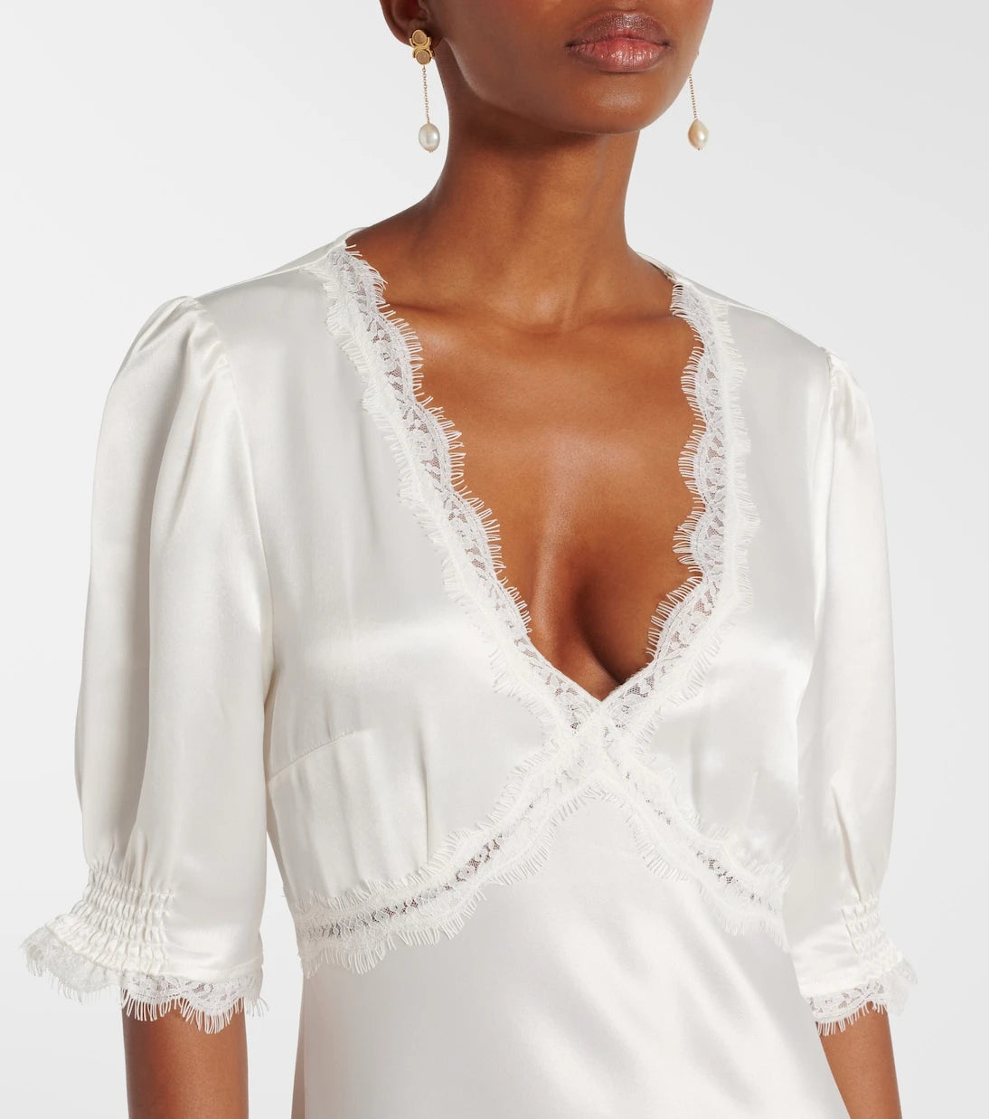 Rixo - Annabella lace-trimmed satin maxi dress