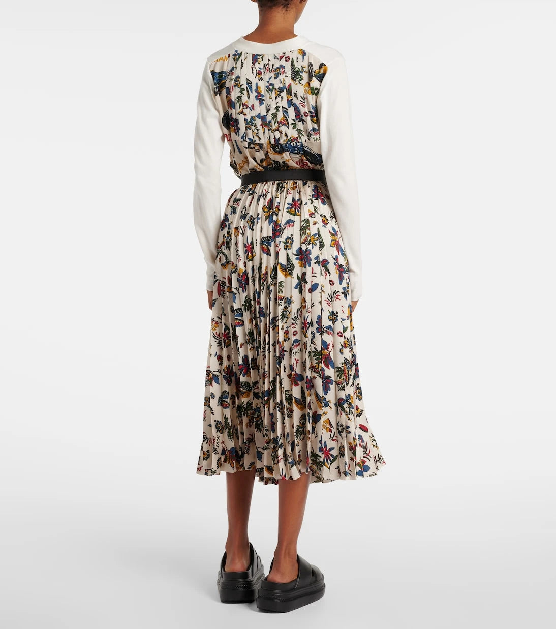 Sacai - Printed pleated midi skirt