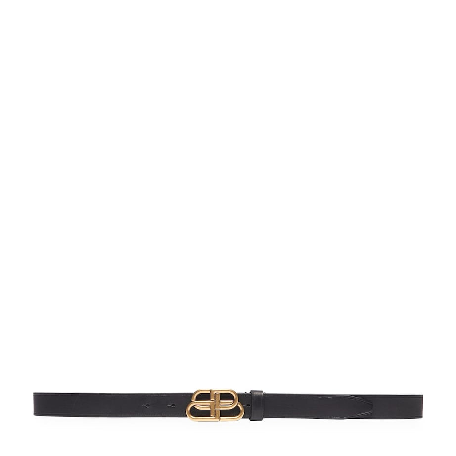 Black Leather BB Logo Belt