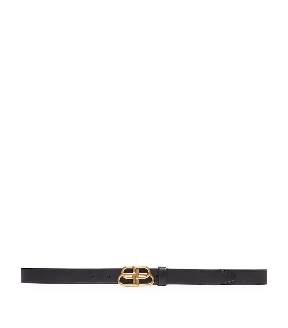Black Leather BB Logo Belt
