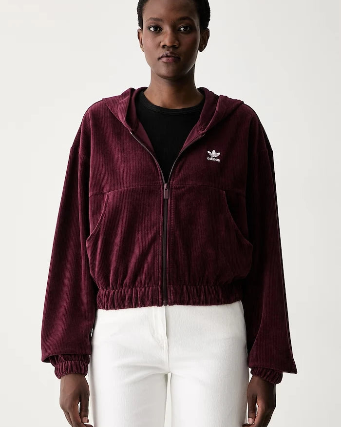 adidas Originals суичър с цип и качулка дамски от джинс